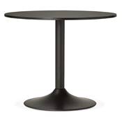 Petite table à diner / salle de réunion ronde 'Kaza Mini' bois noir pied central métal – Ø 90 cm