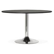 Table à diner / salle de réunion ronde 'Druna' plateau bois noir pied central chromé - Ø 120 cm