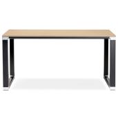 Bureau de direction droit 'Small Business' en bois naturel pieds métal noir et chromé – 140 x 70 cm