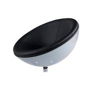 Fauteuil design rond 'Sphere' pivotant blanc et noir pied central en métal chromé