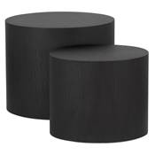Set de 2 Tables d'appoint guéridons design ovales 'DUO' en bois noir