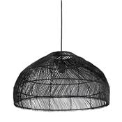 Suspension design demi sphère 'JUNGLE' noire abat jour rotin structure métal réglable en hauteur
