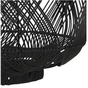 Suspension design ronde 'OMBRA' abat jour rotin noir structure métal noir réglable en hauteur