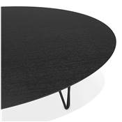 Grande table basse style industriel ovale 'DANA' plateau bois noir pieds en métal noir - 110 x 80 cm