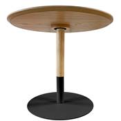 Table basse ronde 'HIGH DUBELZON' tablette en bois naturel et pied central en métal noir - Ø 48 cm