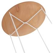 Table d'appoint guéridon design industriel 'METALLISK' bois naturel 4 pieds métal blanc - Ø 45 cm