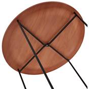 Table d'appoint guéridon design industriel 'METALLISK' plateau noyer 4 pieds métal noir - Ø 45 cm