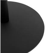 Table d'appoint guéridon ronde 'DUBELZON' tablette bois naturel pied central métal noir - Ø 40 cm