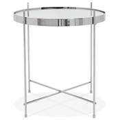 Table d'appoint guéridon pliable 'SMALL ELEMENTO' plateau miroir 4 pieds en métal chromé - Ø 40 cm