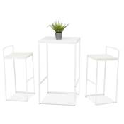 Table bar haute style industriel carré 'BISTRO' bois blanc 4 pieds métal blanc idéal proffesionnels