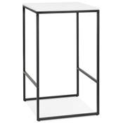 Table bar haute style industriel carré 'BISTRO' bois blanc 4 pieds métal noir idéal proffesionnels
