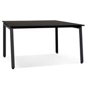 Table de réunion / bureau bench design 'BIG INCONTRO XL' bois noir pieds métal noir - 160 x 160 cm