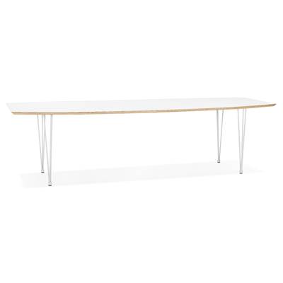 Table / table de réunion extensible 'RYM' blanche 4 pieds métal blanc - 170(270) x 100 cm