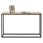 Table console style industriel rectangulaire 'HIGH FYRKANT" bois pieds métal noir - 120 x 35 cm
