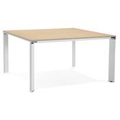 Table de réunion / bureau bench design 'BIG AFER' bois pieds métal blanc et chromé - 140 x 140 cm