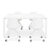 Table de réunion / bureau bench design 'LITTLE MEET' blanc en bois pieds métal blanc - 140 x 140 cm