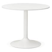 Petite table / table salle de réunion ronde 'KAZA MINI' bois pied central métal blanche – Ø 90 cm