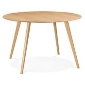 Table / table de réunion scandinave ronde 'SOLNÄ' plateau et 4 pieds en bois naturel – Ø 120 cm