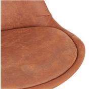 Tabouret de bar moderne 'KESKI' microfibre marron 4 pieds et repose pieds en métal noir dossier haut