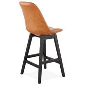 Tabouret de snack mi-hauteur 'CHAIRMAN MINI BLACK EDITION' marron 4 pieds en bois noir dossier haut