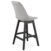 Tabouret snack mi-hauteur 'CHAIRMAN MINI BLACK EDITION' tissu gris clair 4 pieds noir dossier haut