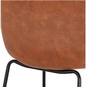Tabouret snack mi-hauteur accoudoirs 'CARINO MINI' microfibre marron 4 pieds métal noir dossier haut
