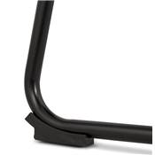 Tabouret de snack mi-hauteur 'GUSTO MINI' tissu gris clair pieds tréteaux métal noir dossier haut