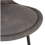 Tabouret de snack mi-hauteur 'GUSTO MINI' microfibre grise pieds tréteaux métal noir dossier haut