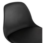 Tabouret de snack mi-hauteur 'BLACK CIRCLE MINI' 4 pieds bois noir repose pied chromé dossier haut