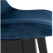 Tabouret snack mi-hauteur 'CHAIRMAN MINI BLACK EDITION' velours bleu 4 pieds bois noir dossier haut