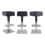 Tabouret de bar design 'Cuadra' pivotant noir avec pied central en métal brossé