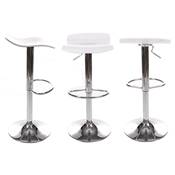 Tabouret de bar réglable design 'Aero' pivotant en plexiglass blanc pied central en métal chromé