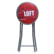 Tabouret bas pliable 'Loft' bordeau pied en métal gris