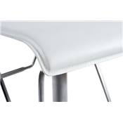 Tabouret de bar design 'Napoli' pivotant blanc avec pied central et repose pieds en acier brossé