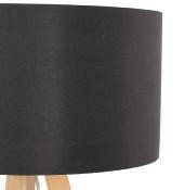 Lampe à poser scandinave trépied 'Stätiv' abat-jour noir 3 pieds en bois naturel