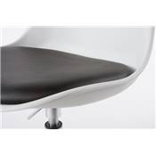 Chaise design réglable 'Tulipe' pivotante blanche et noire pied métal chromé