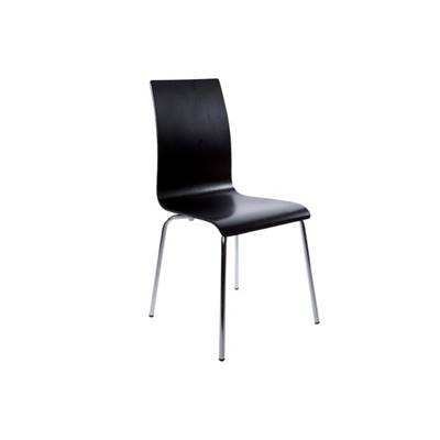 Chaise design 'Léa' en bois noir avec 4 pieds chromé