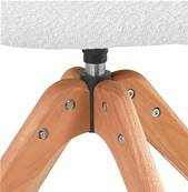 Chaise design style scandinave à accoudoirs 'VOGAN' en tissu bouclé blanc et 4 pieds en bois naturel
