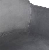 Chaise design à accoudoirs 'MAJESTY' en velours gris et 4 pieds en bois naturel