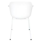 Chaise design à accoudoirs 'CONCEPT' blanche avec 4 pieds en métal blanc