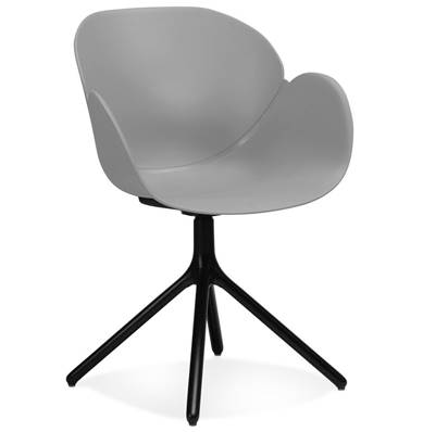 Chaise design à accoudoirs 'TUNED' grise avec 4 pieds en métal noir