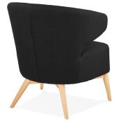 Fauteuil lounge design à accoudoirs 'COBBE' en tissu noir pieds en bois naturel