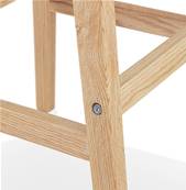 Tabouret de snack mi-hauteur design scandinave 'Chairman Mini' tissu bouclé blanc avec 4 pieds en bois naturel et dossier haut