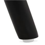 Tabouret de bar 'Black Circle' tissu bouclé blanc 4 pieds bois noir repose pieds chromé dossier haut