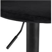 Tabouret de bar réglable 'LUSSO' pivotant velours noir pied et repose pieds métal noir dossier haut