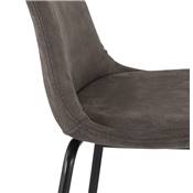 Tabouret de bar design moderne 'Tekno' en microfibre grise 4 pieds en métal noir et dossier haut