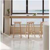 Tabouret de snack mi-hauteur scandinave 'BERE MINI' assise avec 4 pieds en bois naturel