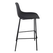 Tabouret de bar intérieur/extérieur 'POOL' noir 4 pieds et repose pieds en métal noir dossier haut