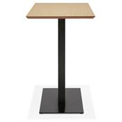 Table bar haute design 'Tvillin Black' bois naturel double pied central en fonte noir – 150 x 70 cm