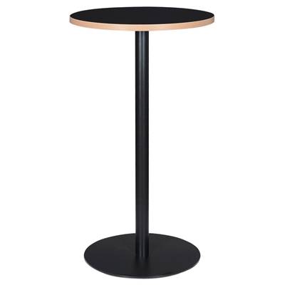 Table de bar Mange-debout design 'RULLA' en bois noir avec pied central en métal noir - Ø 60 cm